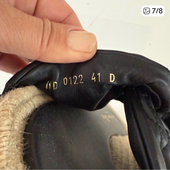 Dior Black Quilted Leather Cross-Strap Sandals with Natural Rope Trim - Picture 7 of 8